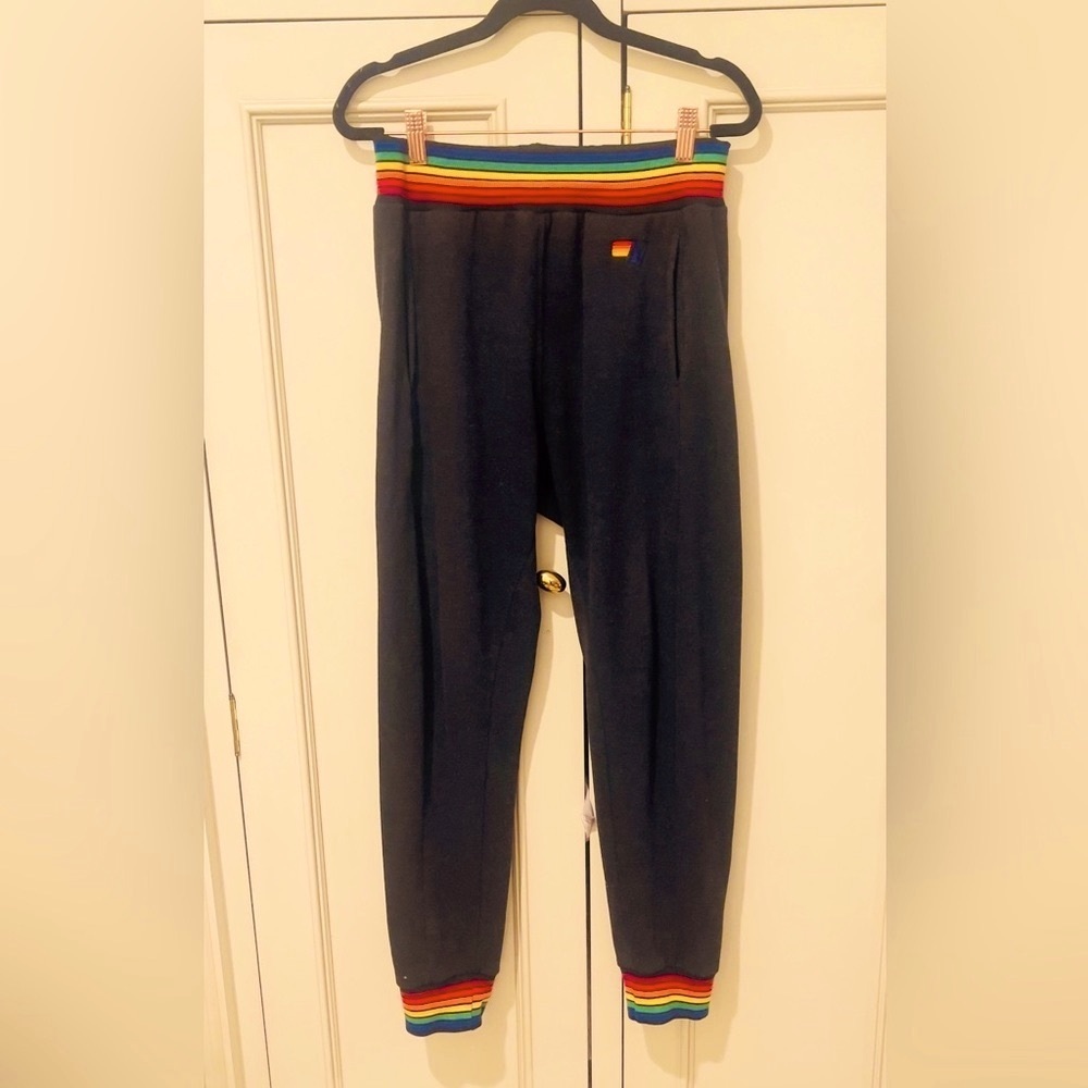Aviator Nation Black Rainbow Ribbed Sweatpants. Size Small. - Picture 2 of 4